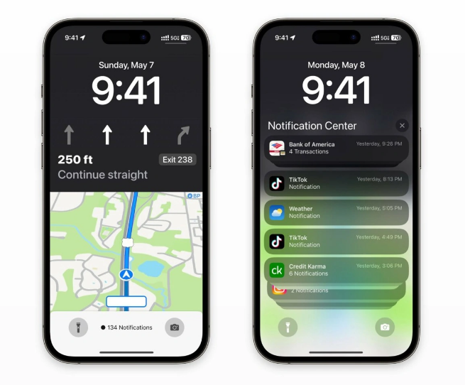惠水苹果维修服务分享iOS17锁屏地图导航半屏显示长什么样 